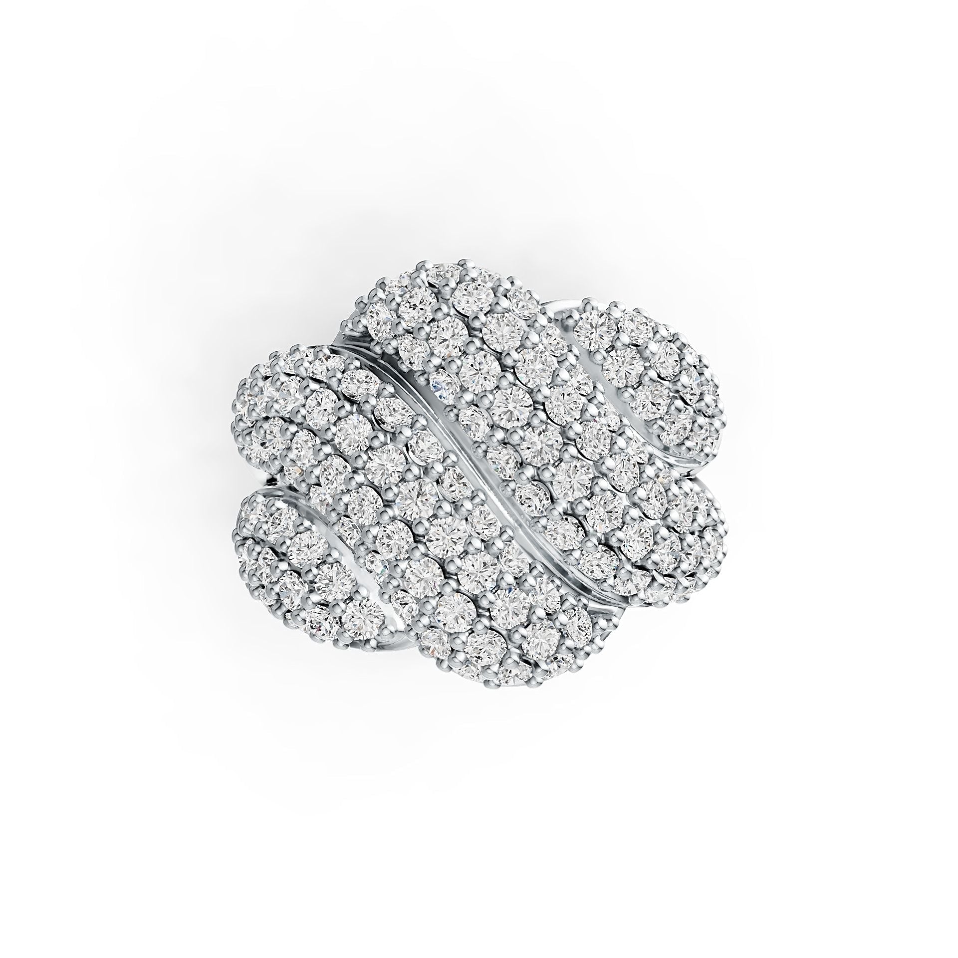 Sterling Silver Multi-Row Wave Ring with White Topaz or Moissanite DHJ