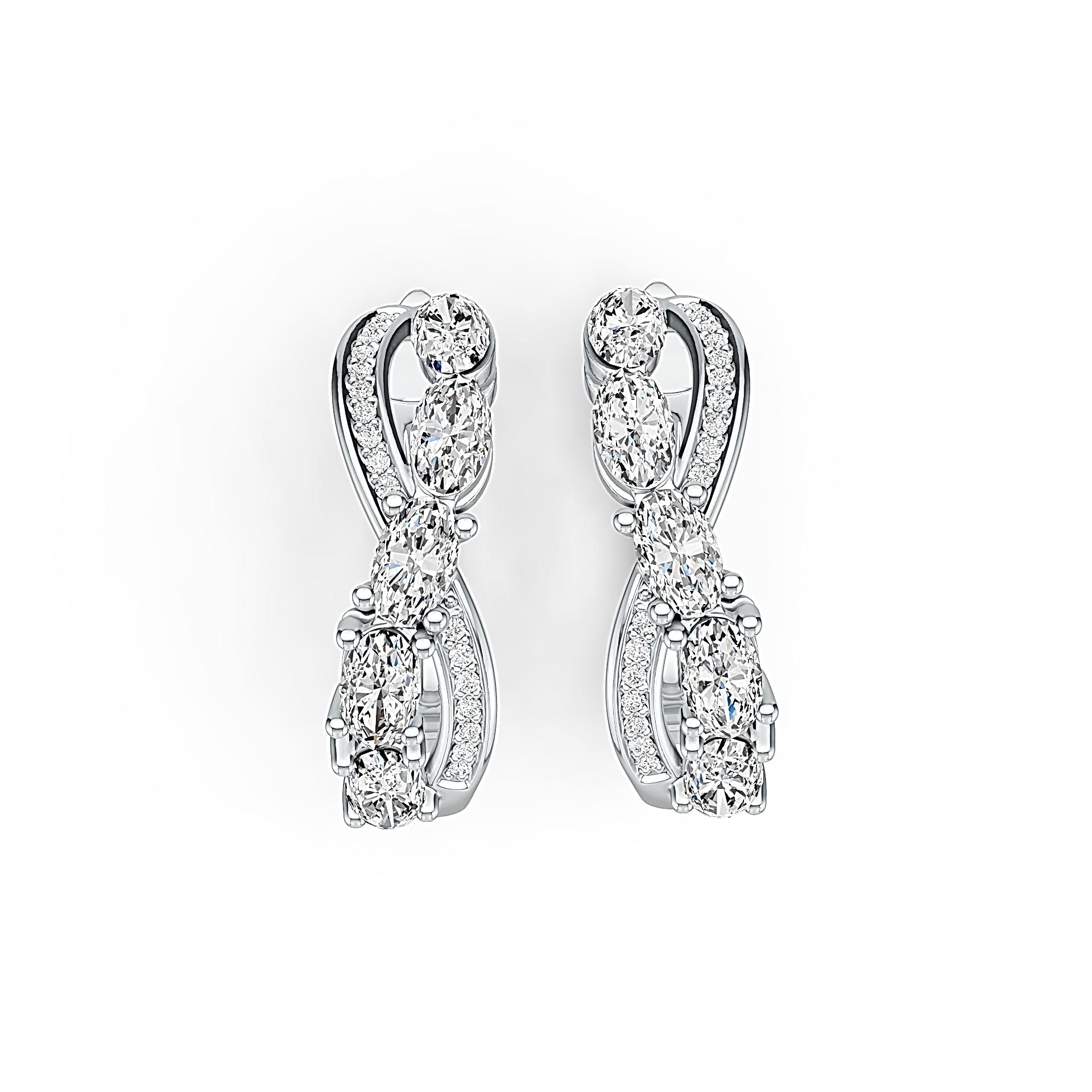 Sterling Silver Semi Mount Earrings Setting Oval OV 5X3mm with White Topaz Syzjewelry