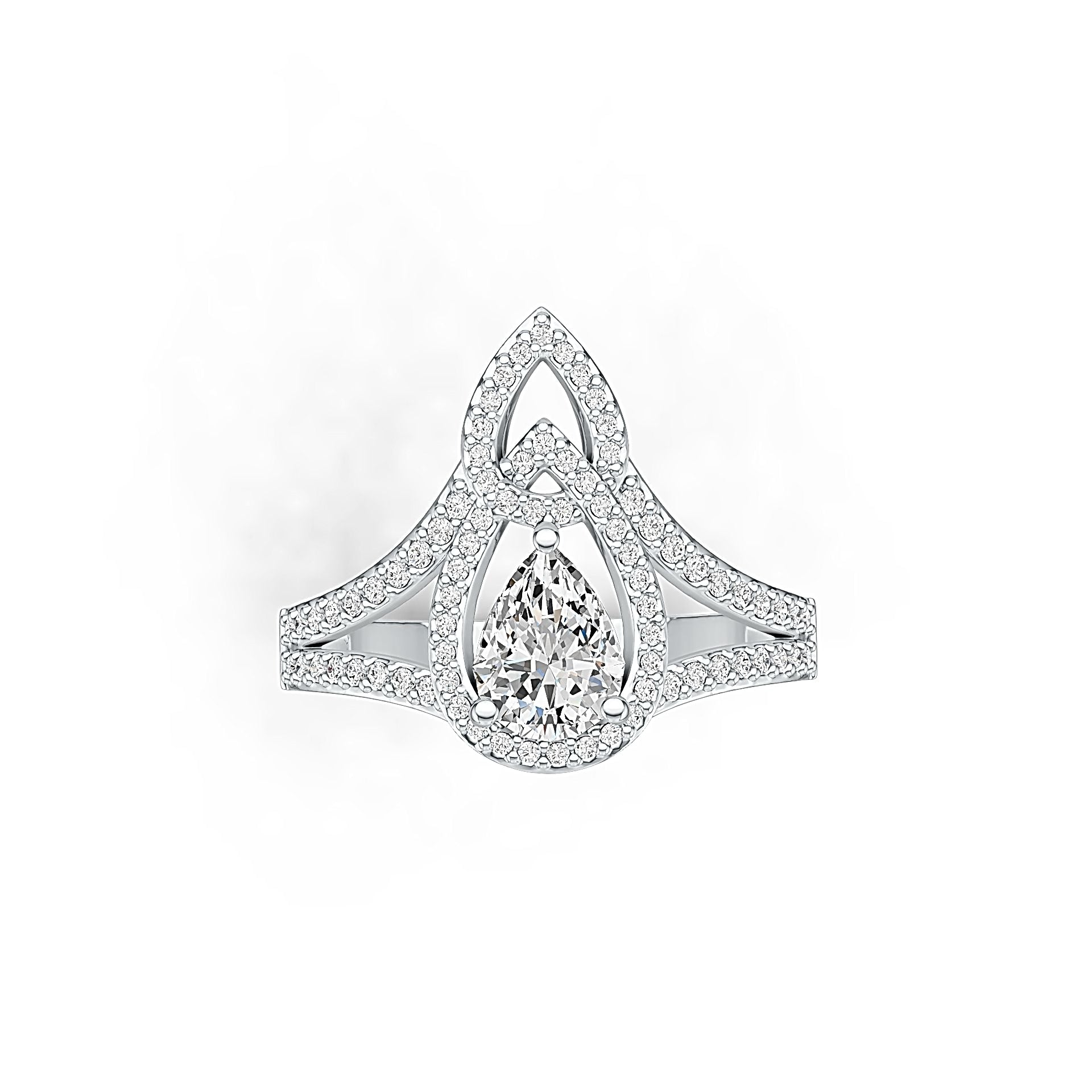 Sterling Silver Semi Mount Ring Setting Pear PE 8X6mm with White Topaz DHJ