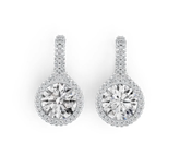Sterling Silver Semi Mount Earrings Setting Round RD 10x10mm with White Topaz - Syzjewelry