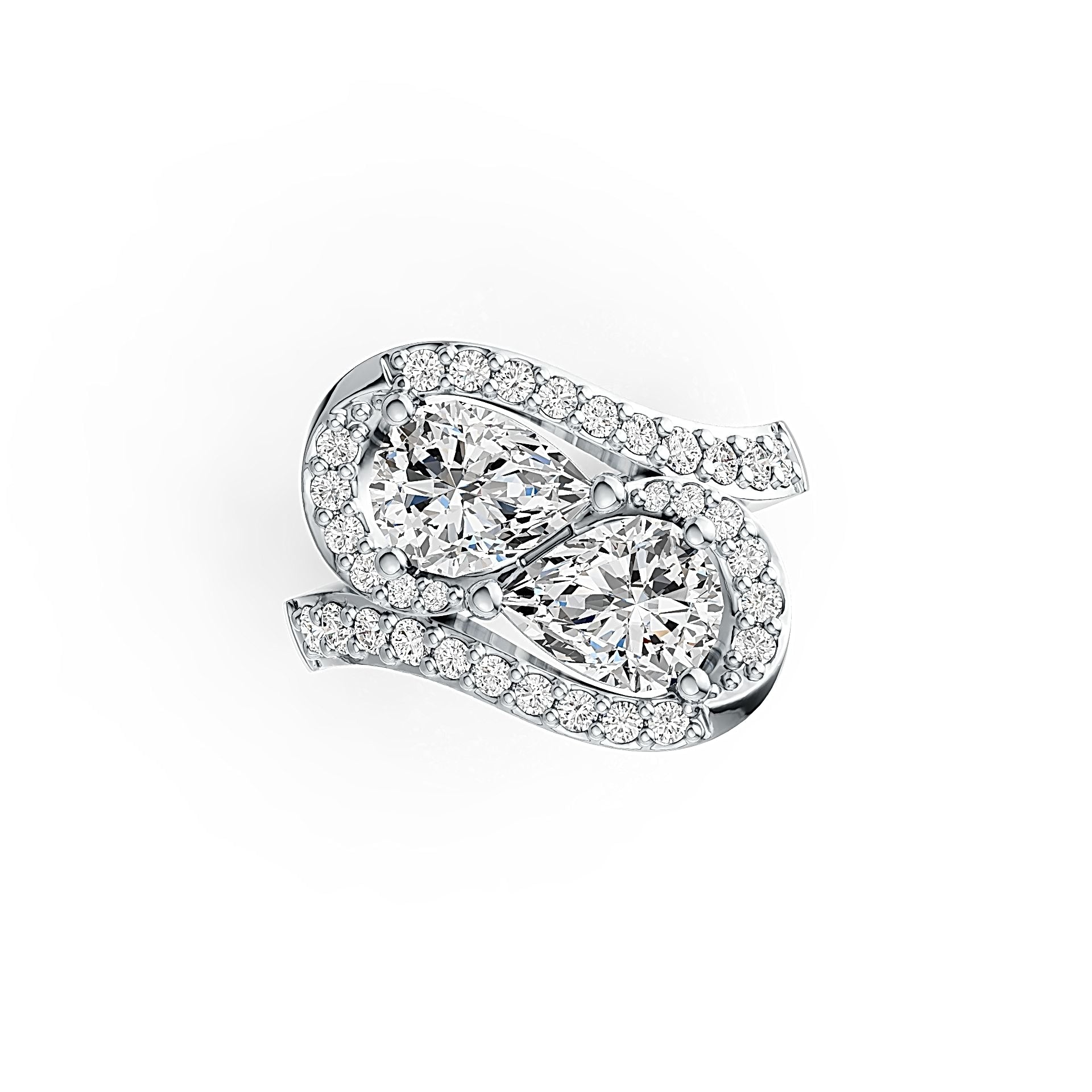 Sterling Silver Semi Mount Ring Setting Pear PE 8X6mm with White Topaz - Syzjewelry