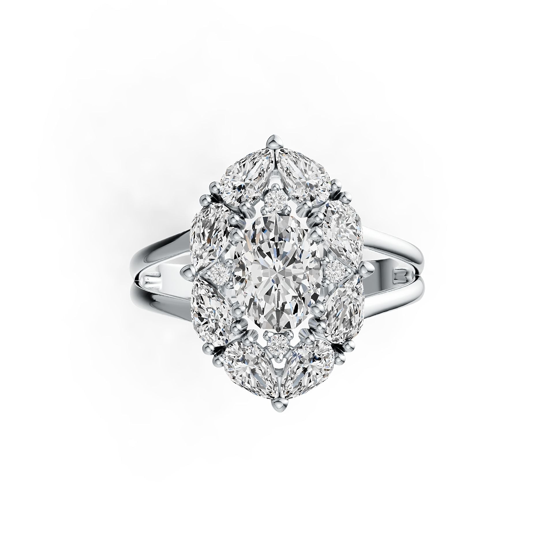 Sterling Silver Semi Mount Ring Setting Oval OV 8X6mm with White Topaz DHJ