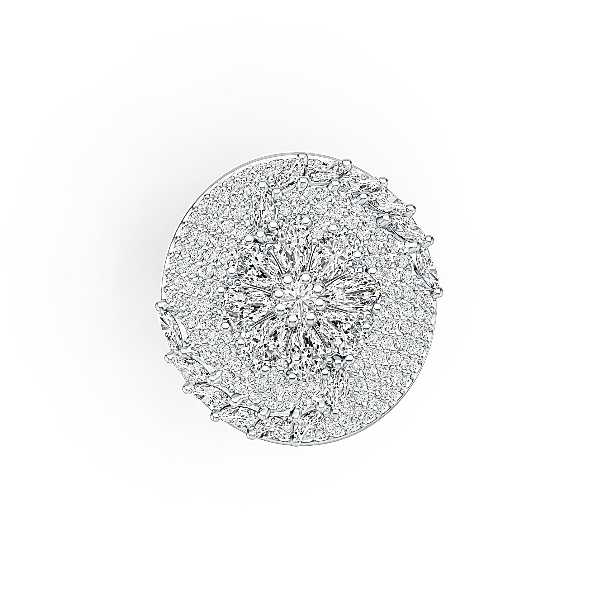 Sterling Silver Cluster Cocktail Ring with White Topaz or Moissanite - Syzjewelry