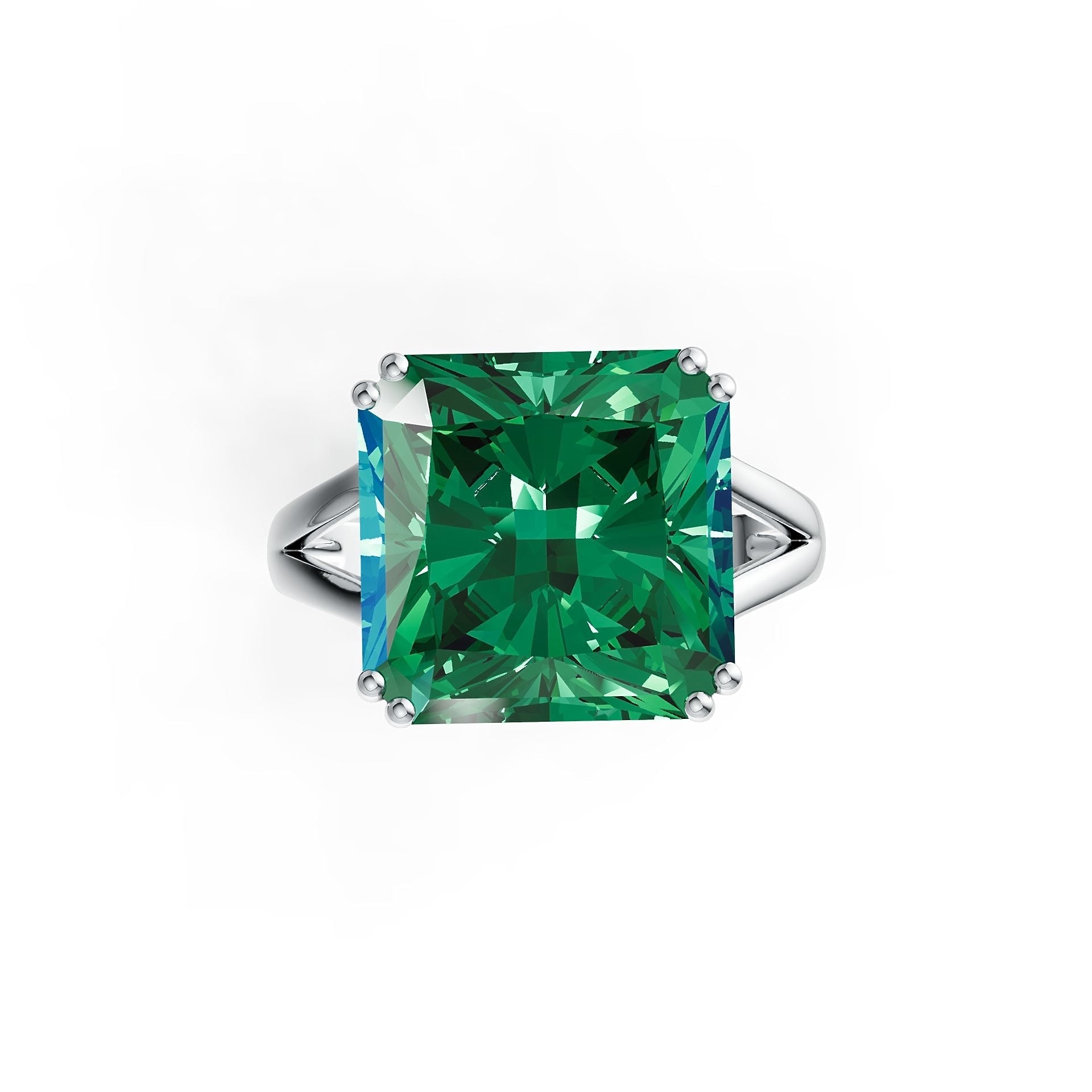 Sterling Silver Semi Mount Ring Setting Emerald OCT 14X14mm DHJ