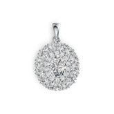 Sterling Silver Semi Mount Pendant Setting Oval OV 9X7mm PE 4x3mm Double Halo DHJ