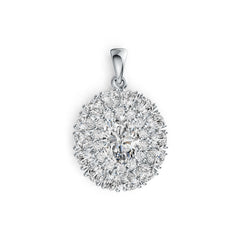 Sterling Silver Semi Mount Pendant Setting Oval OV 9X7mm PE 4x3mm Double Halo DHJ