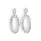 Sterling Silver Drop Earrings Open Oval Style with White Topaz or Moissanite DHJ