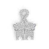 Sterling Silver Pendant Elephant Theme with White Topaz or Moissanite - Syzjewelry
