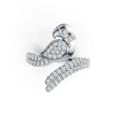 Sterling Silver Ring Parrot Theme with White Topaz or Moissanite - Syzjewelry