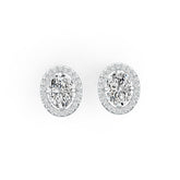 Sterling Silver Semi Mount Earrings Setting Oval OV 7X5mm Stud Halo - Syzjewelry