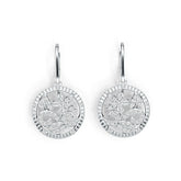 Sterling Silver Floral Filigree Earrings with White Topaz or Moissanite DHJ
