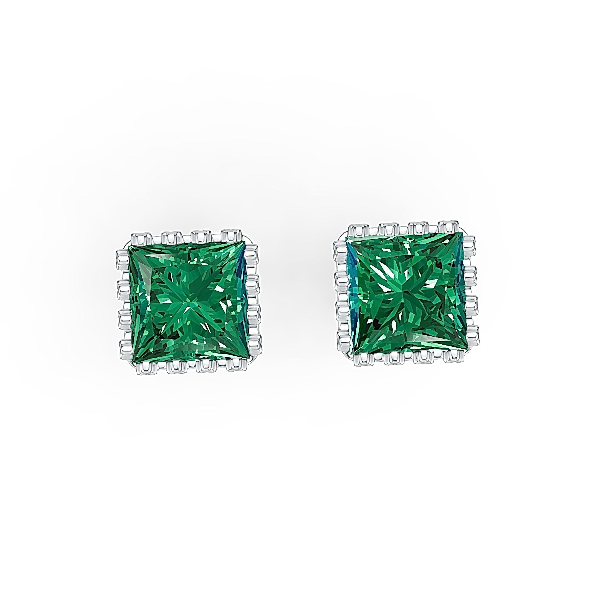 Sterling Silver Semi Mount Earrings Setting Princess SQ 6x6mm DHJ