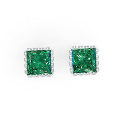 Sterling Silver Semi Mount Earrings Setting Princess SQ 6x6mm DHJ