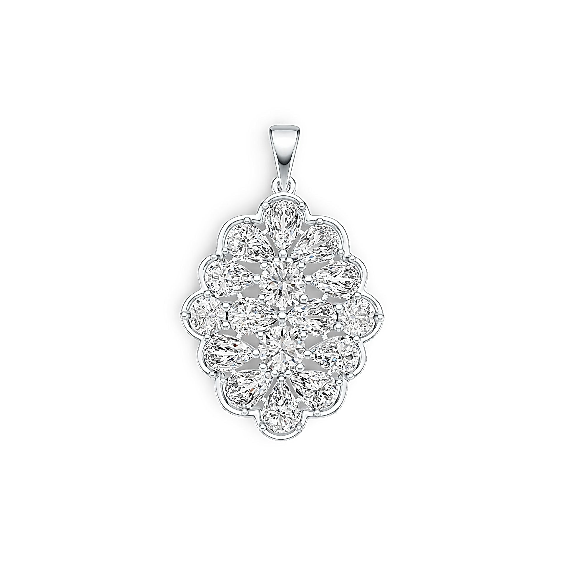 Sterling Silver Semi Mount Pendant Setting Pear PE 7X5mm RD 6Xmm RD 5X5mm DHJ