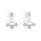 Sterling Silver Ear Jacket Earrings with White Topaz or Moissanite DHJ