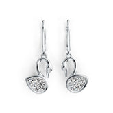 Sterling Silver Semi Mount Earrings Setting Pear PE 7X5mm Swan Theme - Syzjewelry