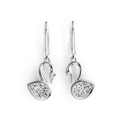 Sterling Silver Semi Mount Earrings Setting Pear PE 7X5mm Swan Theme - Syzjewelry