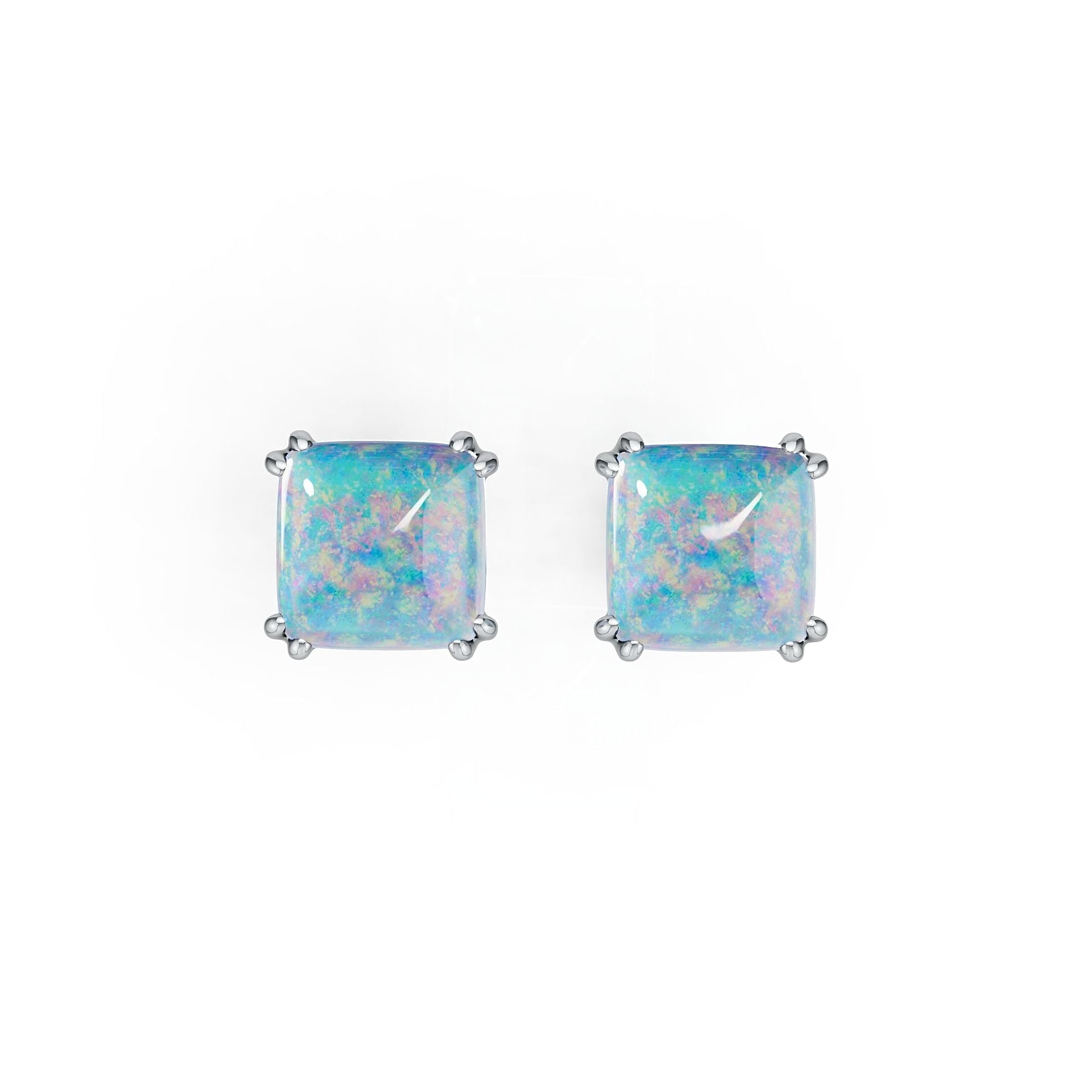 Sterling Silver Semi Mount Earrings Setting Cushion CU 6X6mm Cabochon DHJ