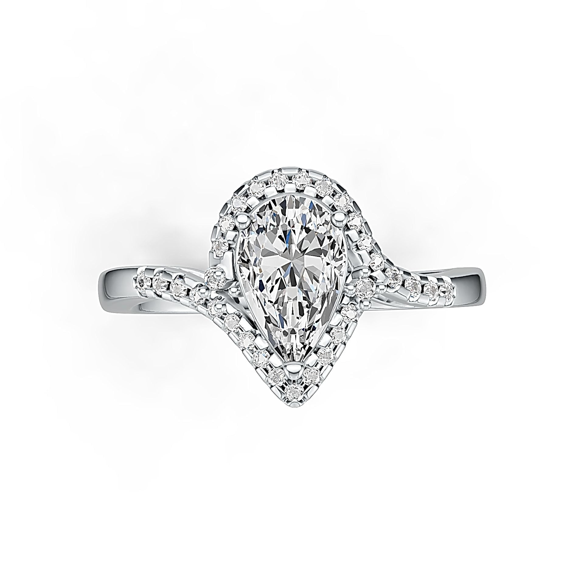 Sterling Silver Semi Mount Ring Setting Pear PE 9.5X6mm Syzjewelry