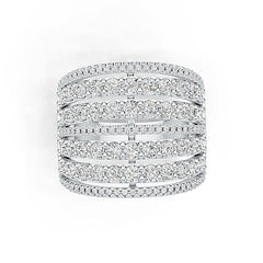Sterling Silver Multi-Row Cocktail Ring with White Topaz or Moissanite DHJ