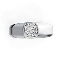 Men's 10K Gold CVD Diamond Ring Cushion CU 6x6mm Full Bezel