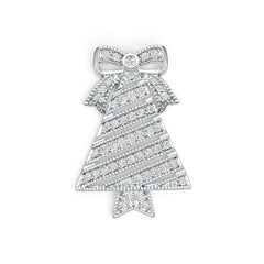 Sterling Silver Pendant with White Topaz or Moissanite Christmas Tree Theme DHJ