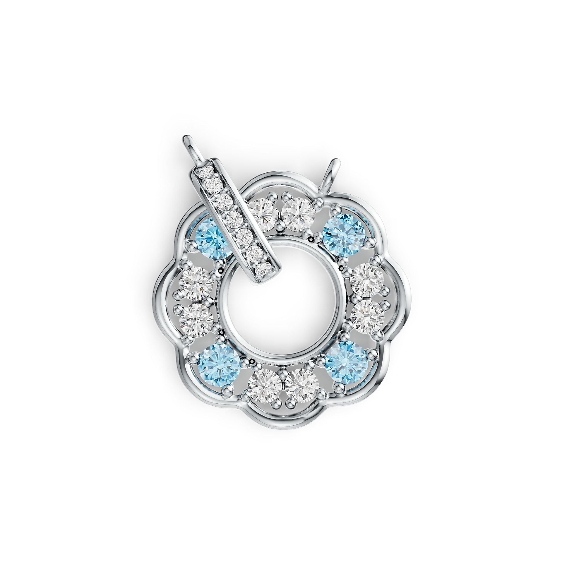 Sterling SilverPendant Setting with White Topaz or Moissanite Flower Theme Syzjewelry
