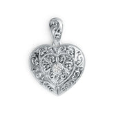 Sterling Silver Semi Mount Pendant Setting Round RD 3.5mm Filigree Heart Theme - Syzjewelry