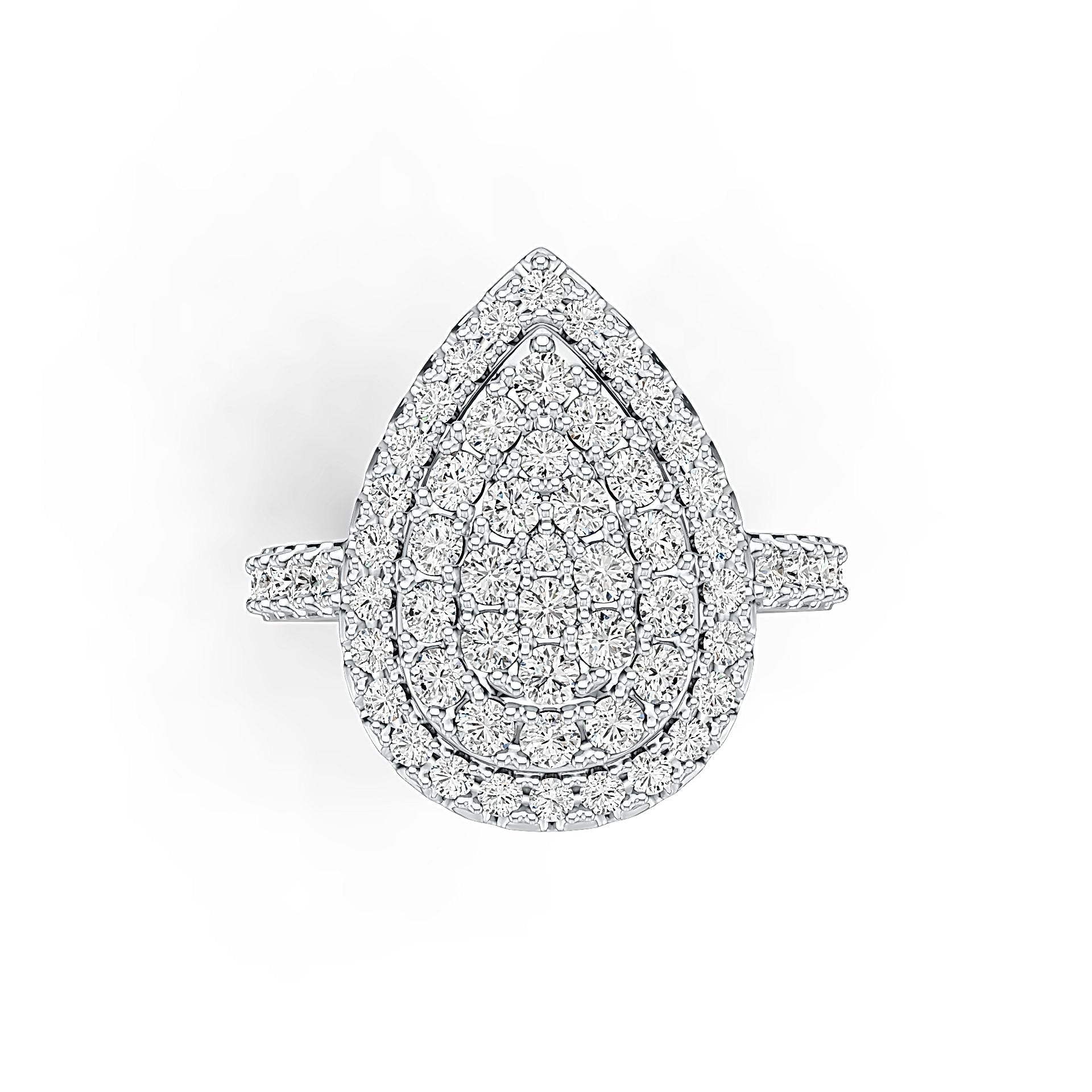 Sterling Silver Pear-Shaped Ring with White Topaz or Moissanite DHJ