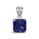 Sterling Silver Royal Blue Sapphire Pendant Necklance Emerald OCT 8X8mm