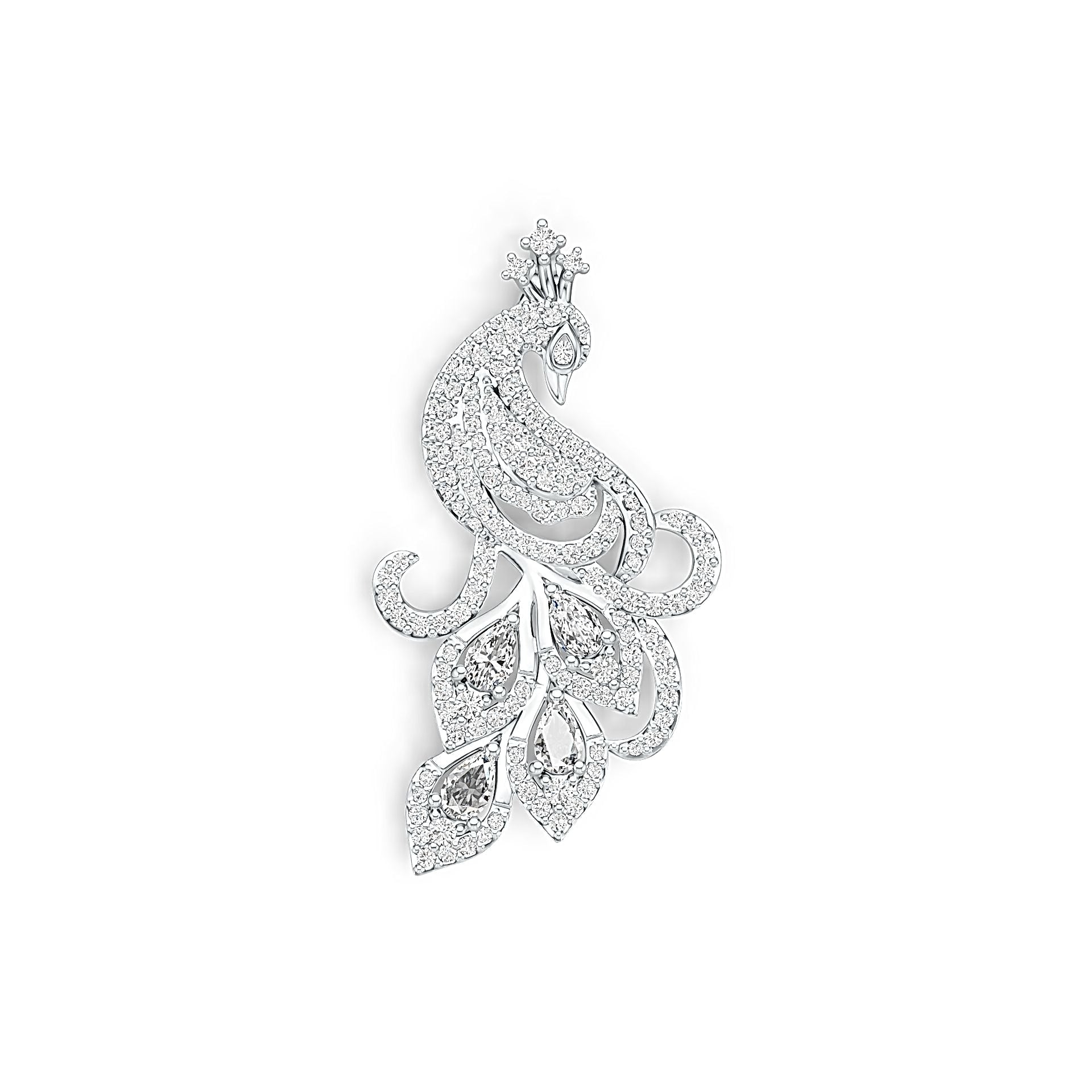 Sterling Silver Semi Mount Pendant Setting Pear PE 5X3mm Peacock Theme DHJ