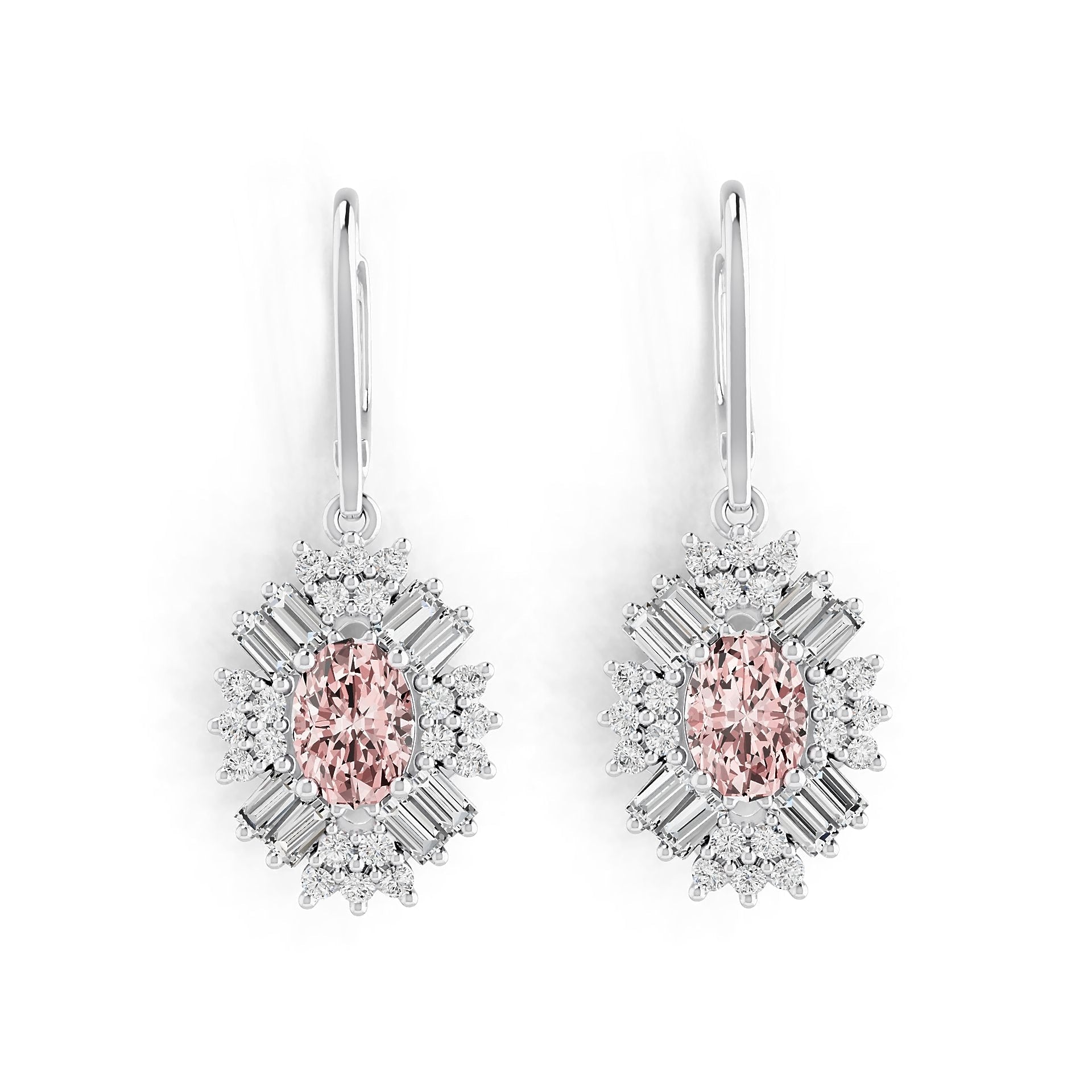 Sterling Silver Semi Mount Earrings Setting Oval OV 7X5mm with White Topaz Syzjewelry