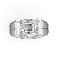 Men's 10K Gold CVD Diamond Ring Cushion CU 10x10mm Cabochon