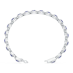 Sterling Silver Tennis Moissanite Bracelet Halo w/ Moissanite Oval OV 6X4mm