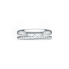 Sterling Silver Ring Double Band Twisted Rope Theme DHJ