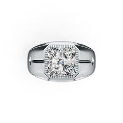 14K Gold Moissanite Ring Emerald OCT 8X8mm Men's Ring