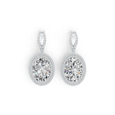 Sterling Silver Semi Mount Earrings Setting Oval OV 18X12mm Double Halo DHJ