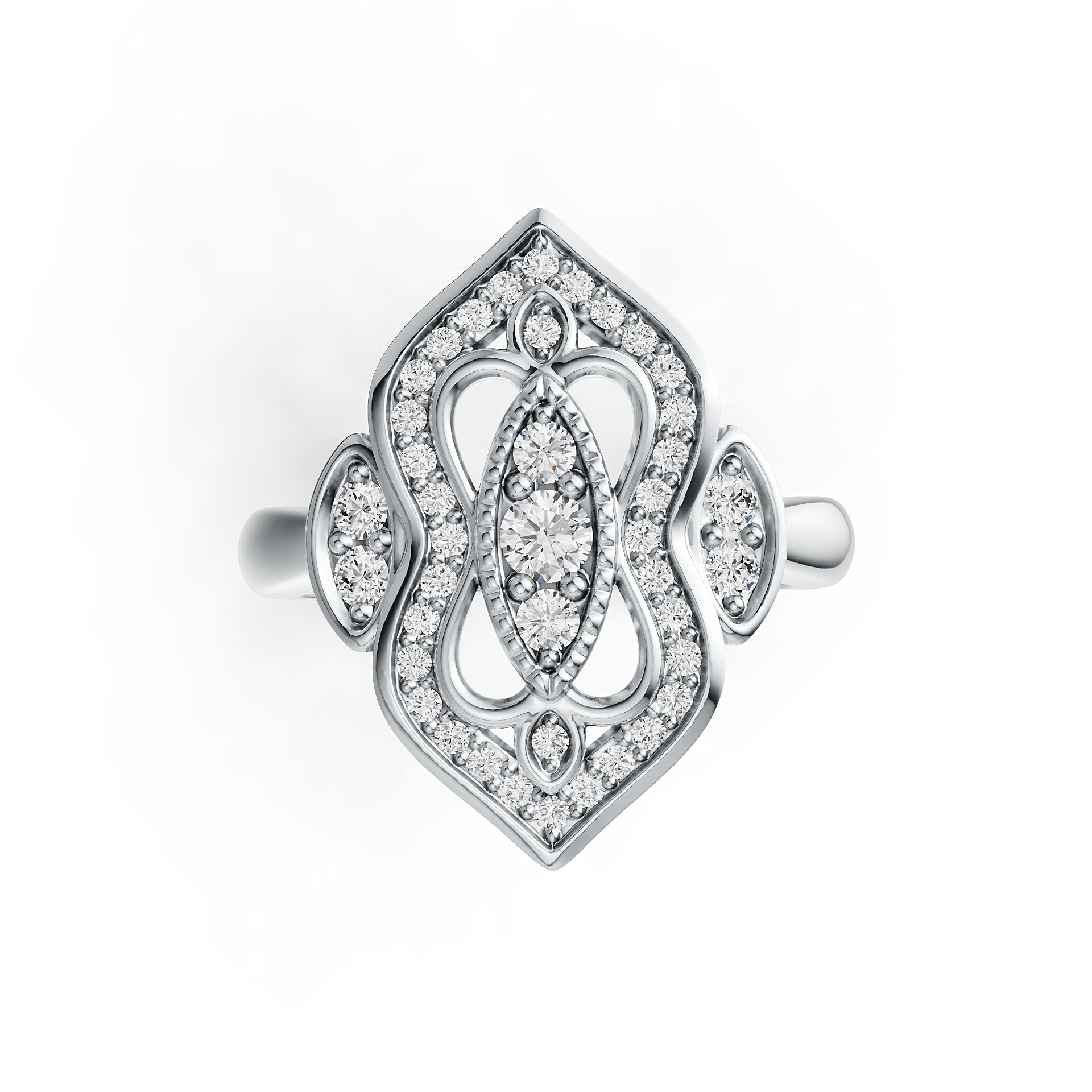 Sterling Silver Ring with White Topaz or Moissanite Vintage-Inspired DHJ