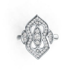 Sterling Silver Ring with White Topaz or Moissanite Vintage-Inspired DHJ