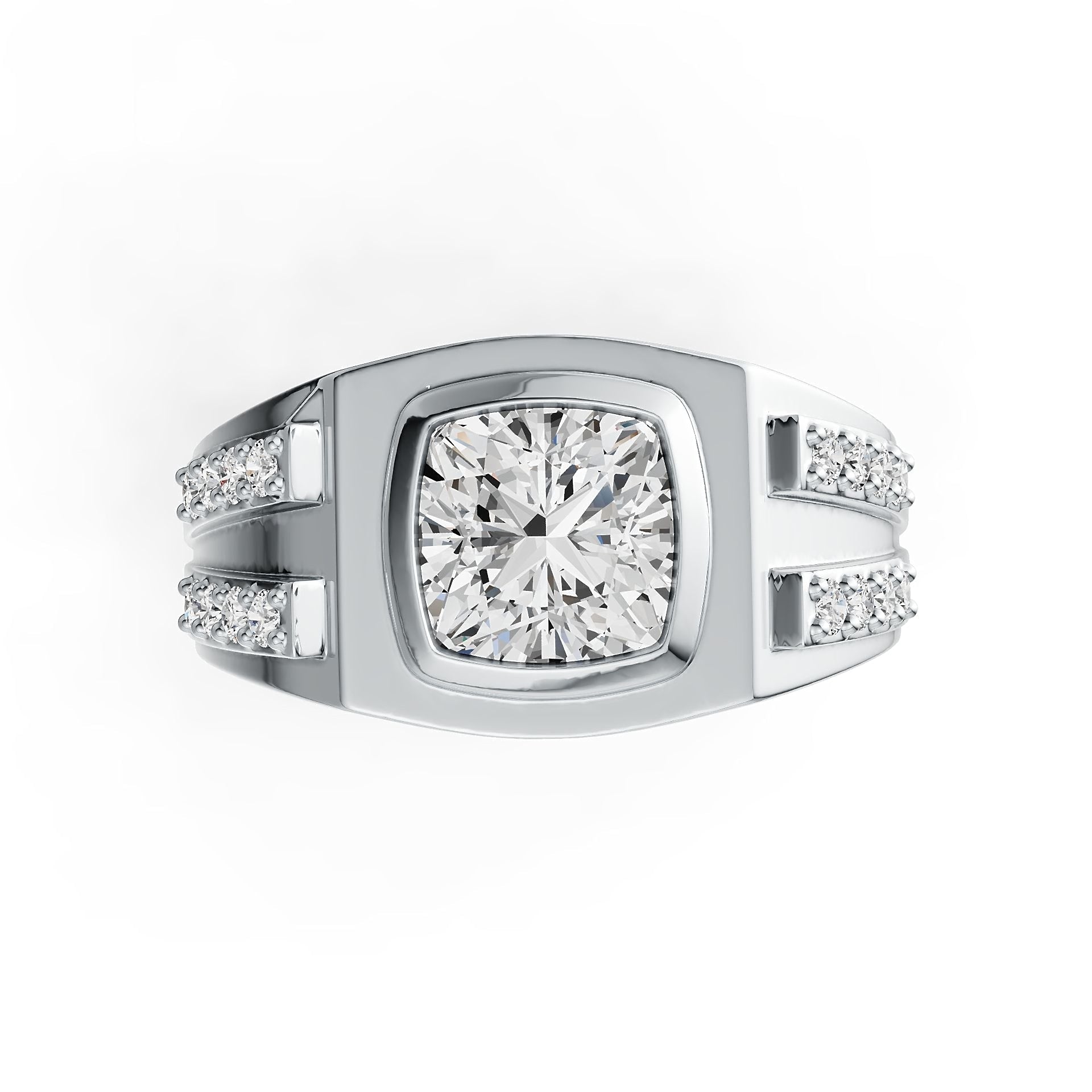Men's Sterling Silver Semi Mount Ring Setting Cushion CU 8X8mm Bezel DHJ
