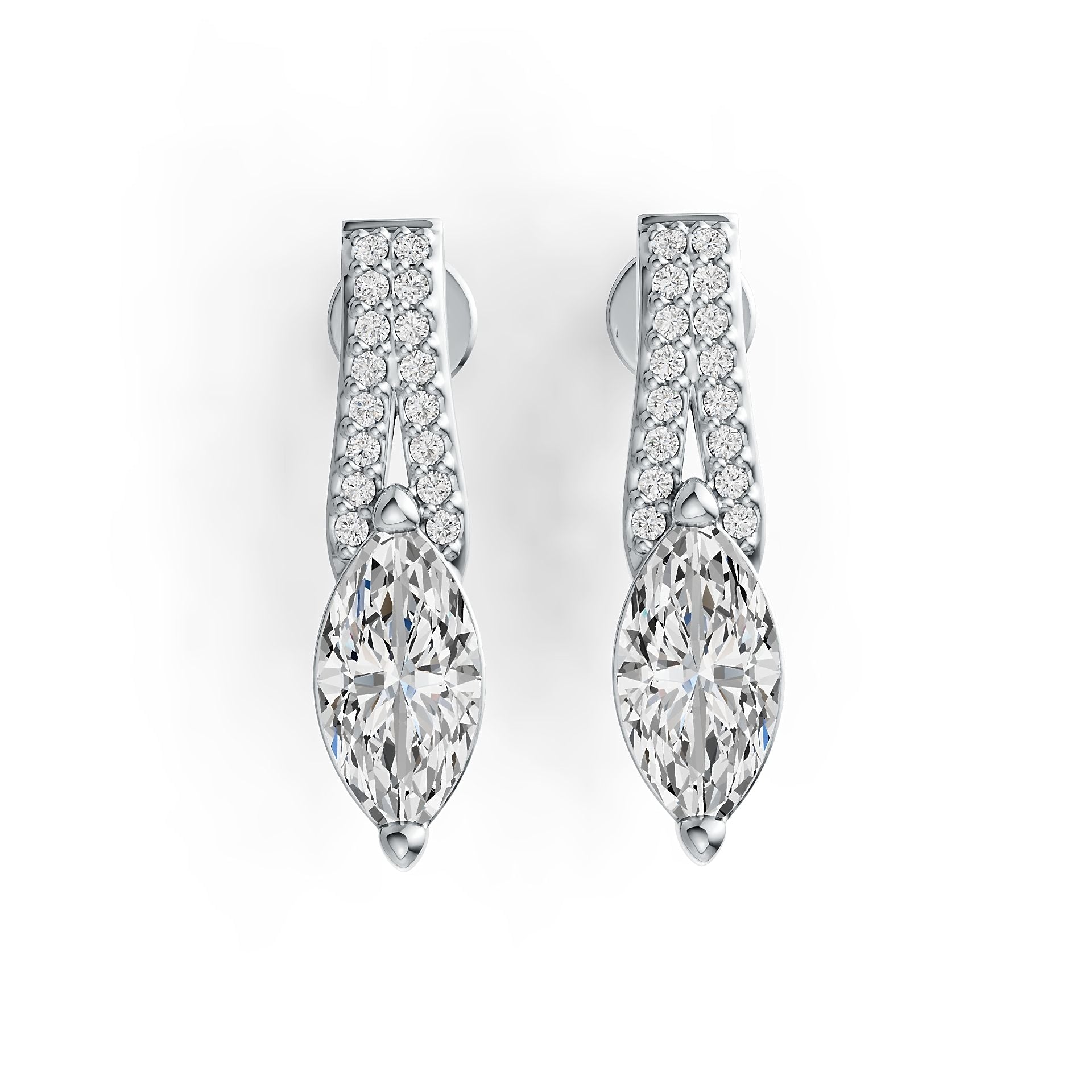 Sterling Silver Semi Mount Earrings Setting Marquise MQ 9X4.5mm with White Topaz DHJ
