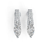 Sterling Silver Semi Mount Earrings Setting Marquise MQ 9X4.5mm with White Topaz DHJ
