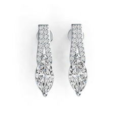 Sterling Silver Semi Mount Earrings Setting Marquise MQ 9X4.5mm with White Topaz DHJ