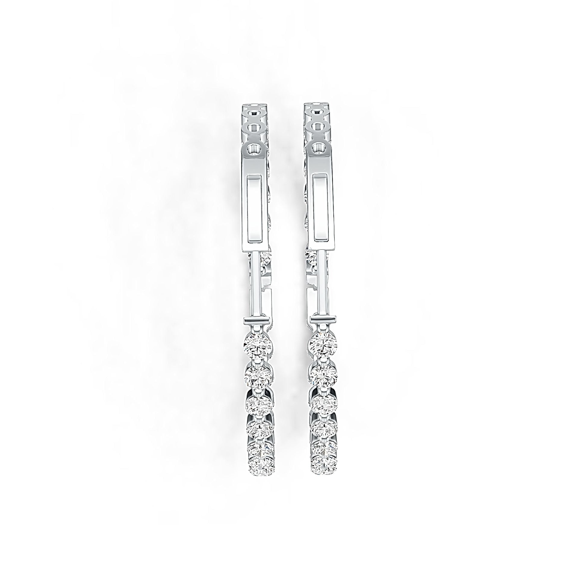 Sterling Silver Hoop Earrings with White Topaz or Moissanite Syzjewelry
