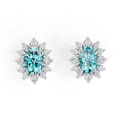 Sterling Silver Semi Mount Earrings Setting Oval OV 7X5mm with White Topaz Syzjewelry