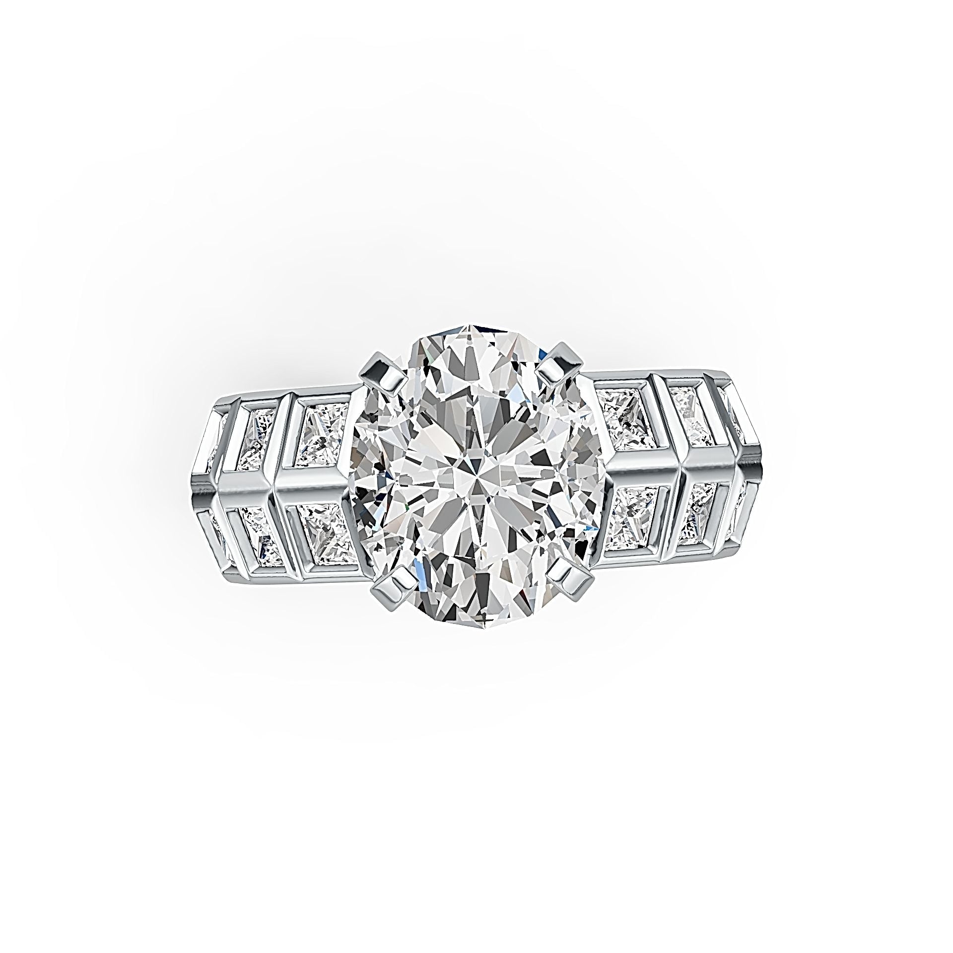 Sterling Silver Semi Mount Ring Setting Oval OV 12X10 with White Topaz - Syzjewelry