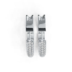 Sterling Silver Hoop Earrings with White Topaz or Moissanite DHJ