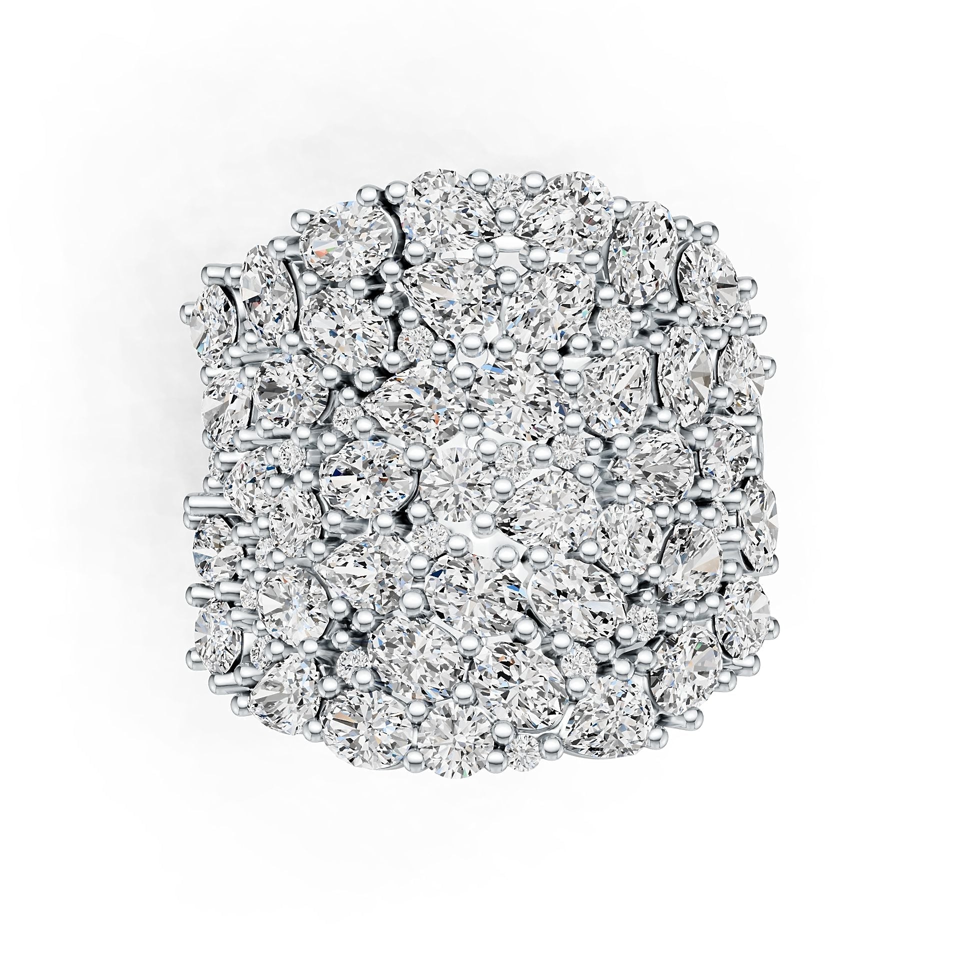 Sterling Silver Cluster Cocktail Ring with White Topaz or Moissanite DHJ