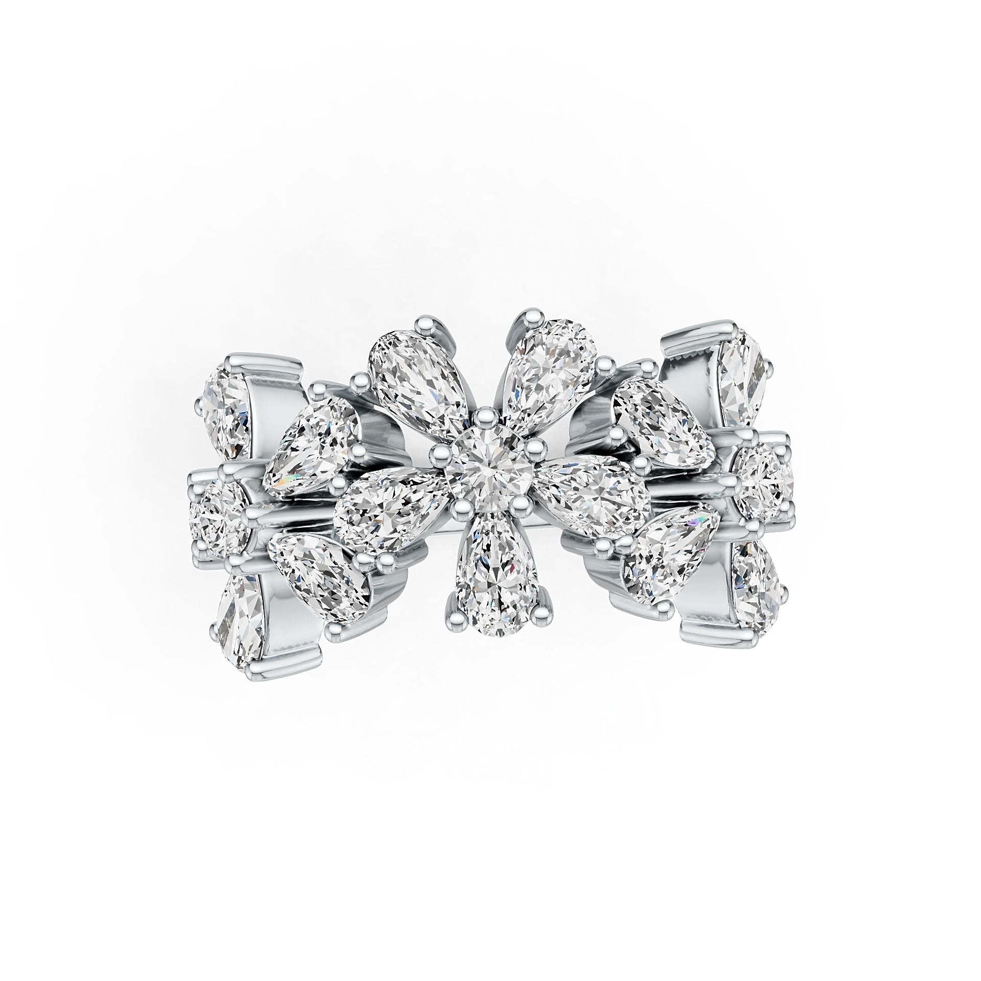 Sterling Silver Ring Flower Theme with White Topaz or Moissanite DHJ