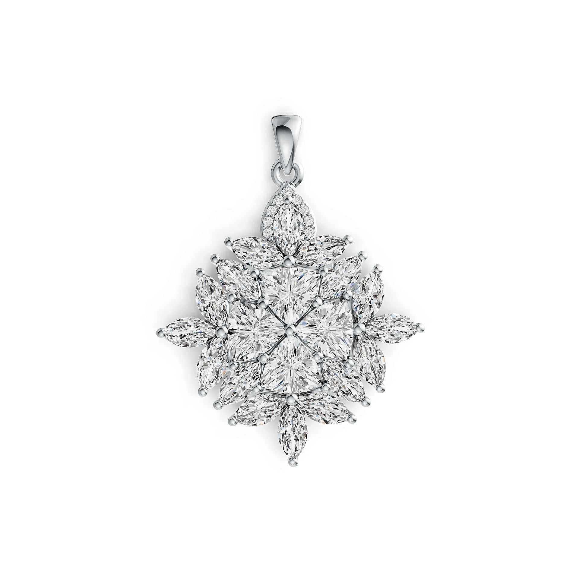 Sterling Silver Semi Mount Pendant Setting Trillion TR 6X6mm MQ 6X3mm DHJ